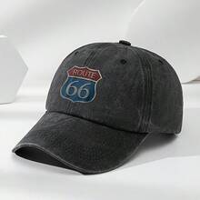 1 pieza Gorra de béisbol con estampado ROUTE, para deportes al aire libre y ocio, con absorción de humedad, gorra clásica lavada vintage, para verano, playa, vacaciones - A - Ver 8