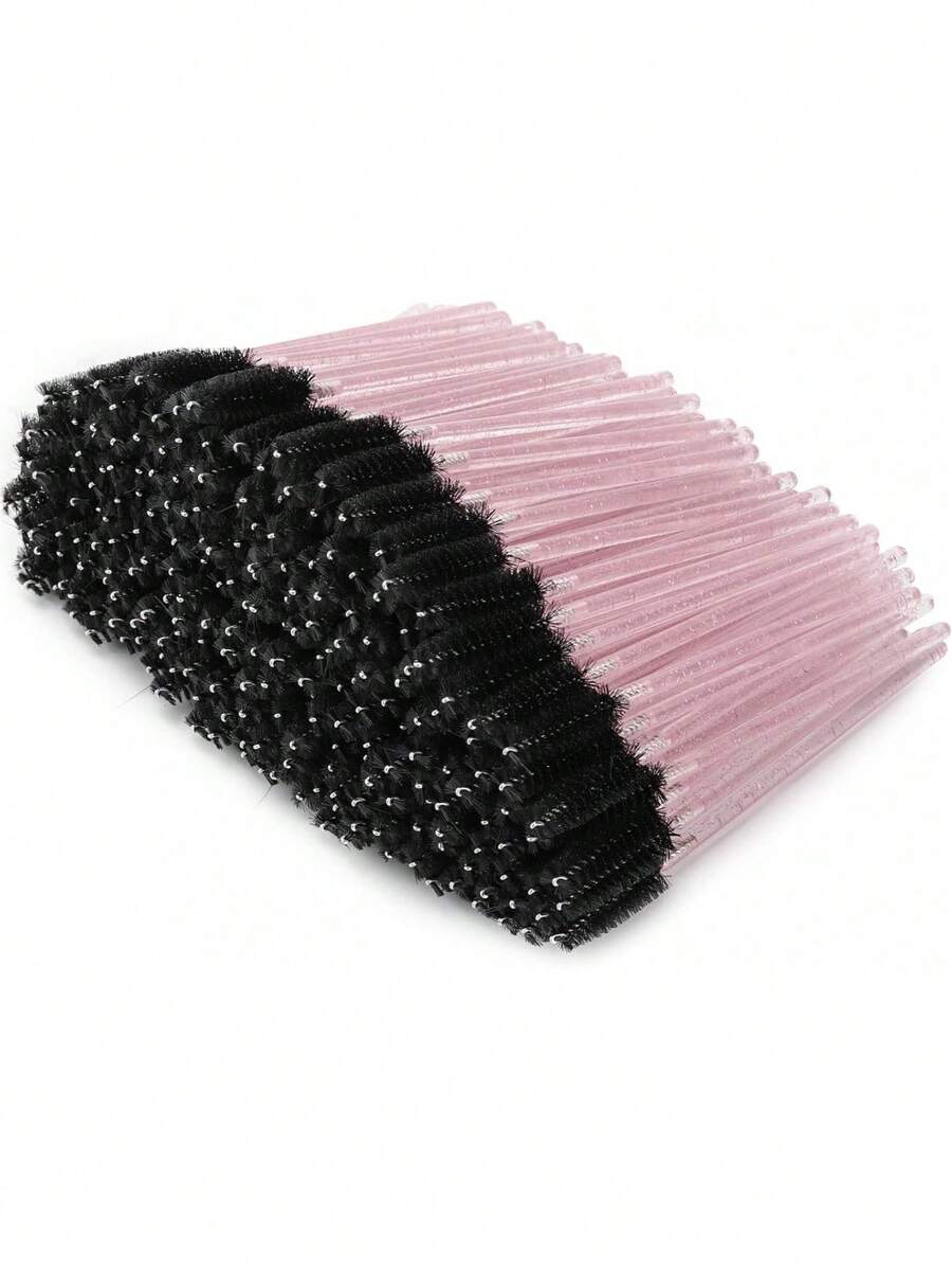 Bộ 200/100/50/10 cọ chuốt mi, cọ chuốt mascara (kèm hộp đựng), cọ kẻ lông mày dùng một lần, cọ nối mi, cọ kẻ lông mày, cọ dầu thầu dầu (dạng bột pha lê) - màu đen - Xem 1