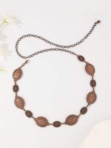 Dây chuyền thắt lưng hoa rỗng phong cách Punk cổ điển dành cho nữ, Dây chuyền trang trí thắt lưng thời trang cổ điển, Thích hợp đi biển, Họa tiết kim cương, Chất liệu hợp kim kẽm, Phong cách Punk cổ điển, Xuân/Hè/Thu/Đông - Đồng - Xem 12