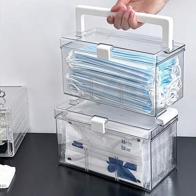Hộp đựng mặt nạ và cọ trang điểm bằng acrylic, trong suốt, chống bụi, hộp đựng đa năng dung tích lớn để bàn dùng đựng mỹ phẩm và mặt nạ, thích hợp cho bàn trang điểm, tủ quần áo và phòng tắm, sử dụng cá nhân và thương mại.