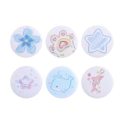6 chiếc ghim cài áo hình móng mèo và ngôi sao hoạt hình dễ thương, ghim cài áo hình cá voi và cá heo bằng kim loại, thiết kế unisex, thích hợp đeo hàng ngày, quà tặng cho bạn bè.