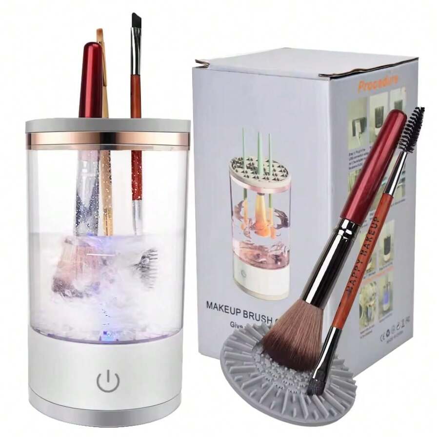 SOKANY USB Powered Makeup Brush Cleaner, Transparent Body, Multi-Functional Drying And Storage, Suitable For All Brush Sizes, Essential Beauty Tool For Women, Perfectly Cleans And Stores Makeup Brushes