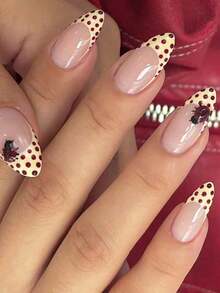 10pcs Handmade Almond-Shaped Light Pink French Manicure Nail Stickers, Featuring Delicate Hand-Painted Light Pink French Tip Design. These Elegant, Romantic, Minimalist Nail Stickers Are High-End, Sexy, Lightweight And Luxurious, Suitable For Daily Wear, Dates, Concerts And Light Business Occasions. A Perfect Gift For Women And Girls. - Nhiều màu - Xem 2