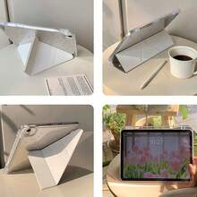 Ốp bảo vệ phẳng họa tiết ngôi sao màu hồng dễ thương, tương thích với iPad thế hệ thứ 11, iPad Pro 2025, iPad Air 7/6 có khe cắm bút cảm ứng, máy tính bảng 11 inch, phong cách tối giản Hàn Quốc. - màu nâu - Xem 5