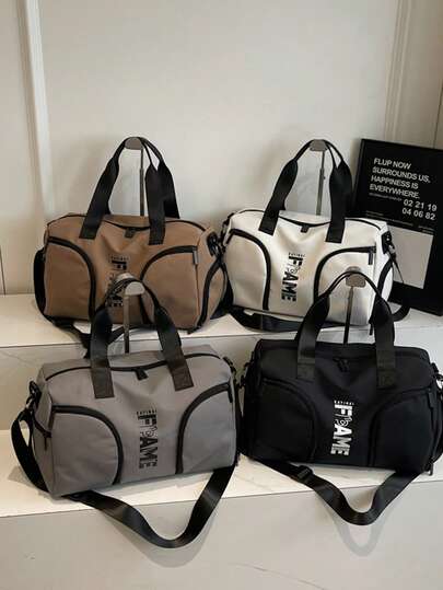 1 chiếc túi du lịch gấp gọn, túi tập gym nhẹ, hành lý xách tay dung tích lớn, túi tote có khóa kéo, thích hợp để xách tay lên máy bay, mang theo khi đi bệnh viện qua đêm, đi công tác, mua sắm, sử dụng được quanh năm.