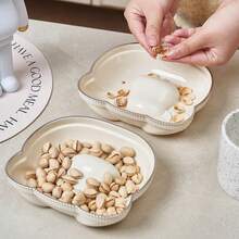 塑料零食/水果盘，甜点和干果托盘，奶油色甜品零食盘，骨头形状盘子，适合家庭客厅 - 查看 2