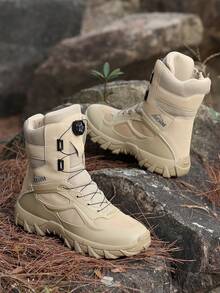 Men's Outdoor High-Top Rotating Button Hiking Boots, Outdoor Trekking Boots, Stylish Riding Shoes - Khaki - View 4