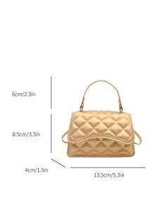 2026 Nuevo mini bolso de mano para mujer, bolso ligero y portátil de solapa de unicolor para el hombro/cruzado, para el verano - Dorado - Ver 6