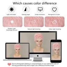 6 Inch Pink Short Spiky Fluffy Men's Wig, Heat Resistant Synthetic Fiber Material, Natural Layered Style Suitable For Cosplay, Halloween Party, Daily Wear - Multicolor - View 7