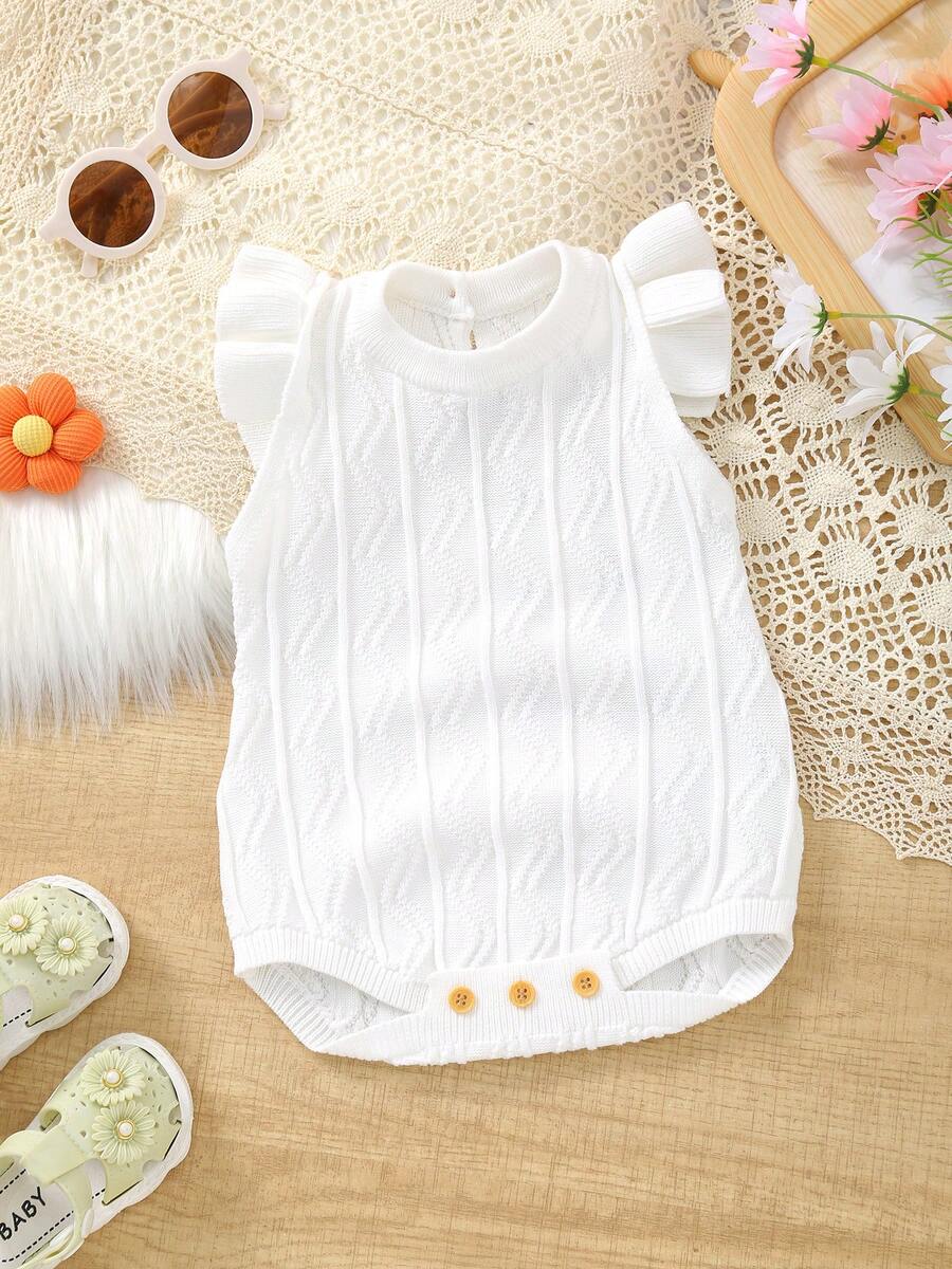 Bộ áo liền quần tay ngắn và dệt họa tiết dễ thương cho bé gái, thích hợp cho các buổi đi chơi, dự tiệc hoặc ăn tối. - trắng - Xem 1
