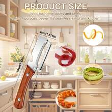 2PCS Multi Functional Premium Vegetable Peeler With Wooden Handle And Bottle Opener,Stainless Steel Blade Kitchen Fruit Potato Pumpkin Papaya Carrot - 1 - Xem 3