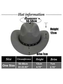 Unisex Western Cowboy Hat, Classic Rolled Brim Fedora, With Buckle Belt - Multicolor - View 4