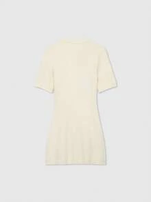 French Fitted Knit Button-Up Dress Spring - Beige - View 2