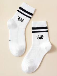 1 Pair Children's Socks, All-Season, Sweet Cherry Print Mid-Calf Socks For Girls, White & Red Striped Socks, Soft & Comfortable Baby Socks, Suitable For Spring & Autumn, Boys Socks, Suitable For School & Daily Wear - Multicolor - View 6