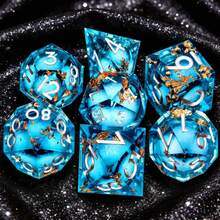 7pcs D&D Dice Set, Liquid-Filled Resin Dice, Handmade Sharp-Edged Polyhedral Dice For Roleplaying Games - Multicolor - View 1