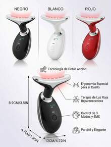 Masajeador Cuello IPL 3 Colores EMS Adios Papada Efecto V-Shape Calor 45C Nutricion Piel Radiante Padrisimo Regalo Mama Neta Chula Gua Sha Electrica Firmeza de Volada Negro Blanco Rojo - Ver 8
