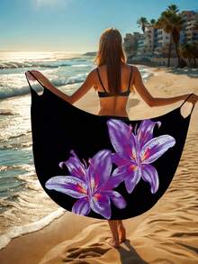 Robe de plage imprimée florale pour femmes, robe cache-maillot décontractée pour les vacances d'été - Prune - Voir 4