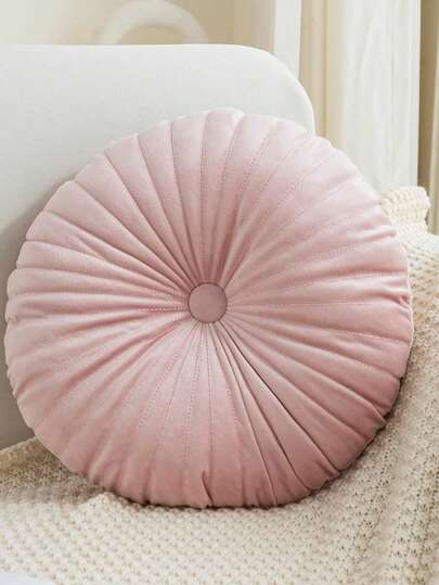 1pc Round Pumpkin Meditation Cushion, Suitable For Tatami Mat, Chair, Floor, Seat Cushion, Window Sill Ins Pillow, Soft & Comfortable Material, Pink