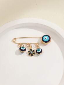 一款简约优雅的欧美风格恶魔之眼花朵胸针，适合女性度假、约会和休闲场合佩戴。 - 彩色 - 查看 8