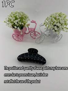 2pcs Black & White Polka Dot Oval Hair Clips, Suitable For Women And Students For Daily Use, Applicable To Various Hairstyles Like Ponytail And Curly Hair. Comfortable And Elastic Material, Ideal Female Accessory For Student Daily Wear. Summer Outfits Claw Clips Beach Hair Claws,Travel,Birthday - Multicolor - View 9