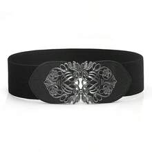 Cinturón de cintura con hebilla de metal retro - Negro - Ver 7