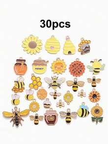 Kit de Fabricação de Chaveiro DIY, Encantos de Pulseira em Forma de Favo de Mel, Abelha e Abelha para Fabricação de Joias, Acessórios de Joias de Liga Gotejante DIY, Pequeno Chaveiro Colar Pingente Colmeia de Inseto Animal - Conjunto de chaveiros - Visão 16