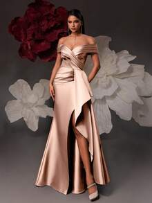 Vestido de noche elegante de cintura alta para mujer VIPGIRL - Oro rosa - Ver 1