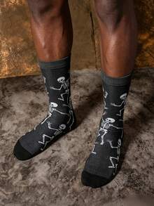 1/3 双趣味暗黑骷髅元素中筒袜，男士中筒袜，创意夏季款 - 彩色 - 查看 7