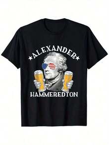 Hammeredton Beer Party Graphic-Shirt – Men's Casual Summer Crew Neck Tee, Smooth Texture Cotton Shirt With Patriotic Design, Comfortable Outdoor Wear, Party Graphic Shirt |   Patriotic Theme Tee |   Knit Construction, Beer ShirtSports-Shirt, Women's-Shirt, Breathable-Shirt, - 款式 - 查看 2