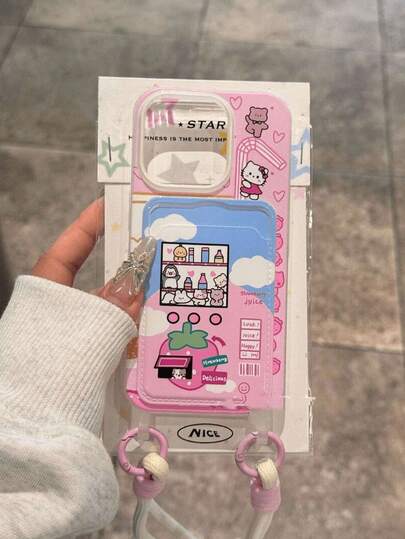 SANRIO 一套全新草莓书架、汽车造型Hello Kitty、可爱小熊时尚清新多巴胺手机壳+Kitty图案卡包+挂绳，蓝天白云，小熊KT撞色设计，防水防震材质，可爱KT风格，适用于苹果17系列、11/12/12 Pro、13/14/15、13 Pro/14 Pro/15 Pro、12 Pro Max/13 Pro Max/14 Pro Max/15 Pro Max、16、16 Pro、16 Pro Max、17、17 Pro、17 Pro Max手机壳及保护套，母亲节礼物