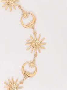 1 pieza Cinturón de cintura de aleación dorada con estilo bohemio con sol, luna y estrellas, adecuado para vacaciones de primavera, resort de playa y atuendos juguetones, accesorio de verano 2026 - Dorado - Ver 3
