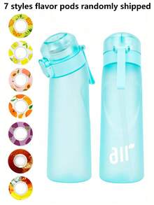 1 pieza Botella de agua deportiva con 1 pieza de cápsula de sabor aleatorio, sin azúcar y sin calorías, botella de hidratación portátil de gran capacidad, ideal para cumpleaños, fitness, correr, actividades al aire libre, temporada de regreso a clases - multicolor - Ver 15
