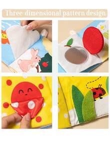 1pc Infant Early Education Cloth Book, Suitable For Grasping Practice, Color Recognition And Tactile Games, Baby Sensory Touch Interactive Activity Book - Multicolor - View 9