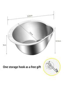 1pc Commercial Grade Stainless Steel Colander Basket - Large 5.5 Quart Heavy Duty Food Strainer Basket, Rust-Resistant, Dishwasher, Suitable For Pasta, Vegetables, Fruits - Home And Restaurant Kitchen Tool, Catering Supplies | Commercial Grade Kitchen Goods | Rust-Proof Material, Pasta Drainer - Multicolor - View 4