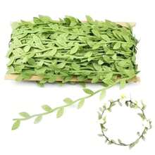 DIY Simulated Green Vines, Silk Willow Leaf Wreath Decorations, Materials And Supplies For Making Handmade Green Plant Wreaths. - Dây leo màu xanh lá cây, 5 mét/cuộn - Xem 4