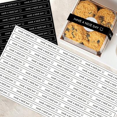 100 Stück/Packung Lange Aufkleber Etiketten, Backerei Verpackung Box Siegelaufkleber, Dessert & Kuchen Box Dekorationsaufkleber