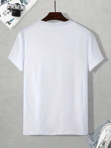 Camiseta de manga corta con cuello redondo y estampado para hombre, ideal para primavera, verano y otoño. - Blanco - Ver 2