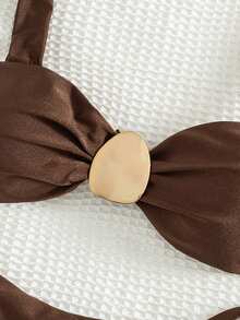 Bộ bikini 2 mảnh dành cho nữ, chất liệu vải bóng, có đệm mút, dây đeo dày và phụ kiện kim loại, thích hợp cho kỳ nghỉ hè ở bãi biển. - màu nâu - Xem 5
