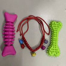 Đồ chơi cho chó bằng cao su TPR hình xương cứng cáp, vòng cổ có chuông, đồ chơi gặm, đồ chơi cho thú cưng. - Nhiều màu - Xem 9