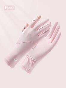1 Pair Solid Color Casual Polyester Sunscreen Gloves, Lightweight Summer Outdoor Sports Driving Cycling UV Protection Touchscreen Gloves For Women,Travel,Festival - A - View 17