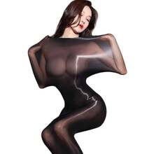 Full Body Seamless Shiny Breathable Horse Oil Infused Stockings Men And Women To Toe Tight Fit Sleepwear Leggings Comfort Stretchy Skin Friendly Soft Smooth Fabric GOVE - B - View 1