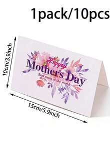 10pcs Watercolor Floral Mother's Day Card, A Folding Table Card With The Message "The Best Mom In The World," A Desktop Decoration With A Blank Inner Page For Personalized Messages. Perfect As A Mother's Day Brunch, Dinner, Table Decoration, Birthday Gift, Anniversary Gift, And A Way To Express Gratitude To Mom. - Style A - View 10
