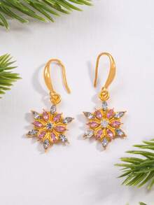 1 Đôi bông tai hình hoa tuyết tối giản, sáng tạo, món quà Giáng sinh tinh tế, trang sức hợp kim tối giản, nhẹ và bền, phù hợp để đeo hàng ngày, dự tiệc hoặc làm quà tặng. - Nhiều màu - Xem 2