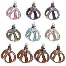 2pcs Reflective Pet Leash And Harness Set, Soft Breathable Mesh Vest With Bright Reflective Stripes And Dual Metal D-Rings, Comfortable Non-Chafing Dog/Cat Chest Harness For Small/Medium Breeds, Multiple Colors & Styles Available - Pink - View 3