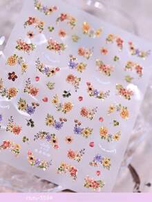 1 miếng dán móng tay hình hoa phong cách retro Kawaii tinh tế, hoa kim loại dập nổi, tự dính, dùng để trang trí móng tay. - Nhiều màu - Xem 5