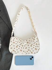 Minimalist Elegant Floral One Shoulder Bag - Multicolor - View 7