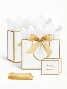 8 piezas/4 piezas Bolsas de regalo blancas con asas, tamaño mediano de 11 pulgadas, adecuadas para envoltura de regalos de fiesta de cumpleaños, graduación, novia, boda, fiesta de revelación de género y otros regalos de fiesta (Blanco) - Multicolor A - Ver 2