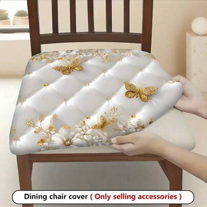 Conjunto de 2/4/6 peças, decoração para casa, capas de almofada de assento com estampa minimalista e elegante de borboletas (2D), capas de cadeira elásticas, adequadas para decoração diária da casa, sala de estar, sala de jantar ou jardim, encontros de feriados, festas, material de poliéster lavável à máquina, capas protetoras para assento de cadeira de jantar.