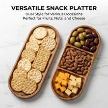 1/2pcs Cheese Board, Acacia Wood Serving Tray, Oblong Wooden Platter, Appetizer Holder, Snack Dish, Candy Plate, Milk And Coffee Tray, Home Serving Tray, Suitable For Cheese, Fruits, Desserts, Cakes, Coffee, Tea, Bread, Breakfast, Kitchen Use - View 1