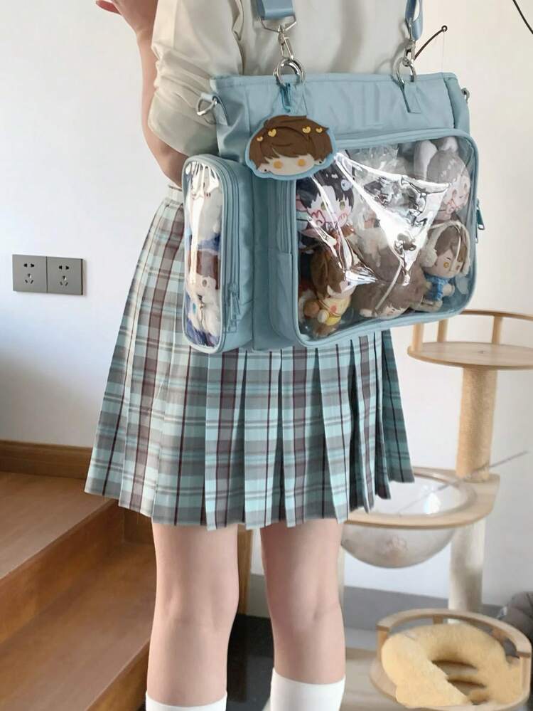 새로운 일본 스타일 패션 스트리트 캐주얼 대용량 경량 방수 나일론 토트백, 여성 및 남성에게 적합, 일상 쇼핑, 통근, 파티, 휴일 선물, 다기능 숄더 & 크로스바디 백 - 멀티컬러 - 보기 10